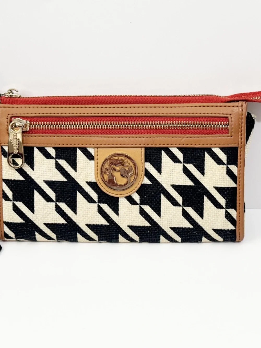 Spartina 449 Stoddard Houndstooth Wristlet Wallet in Black, Cream & Tan